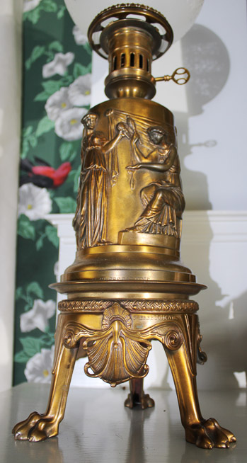 031c - Pair of patinated bronze lamps signed Bardedienne